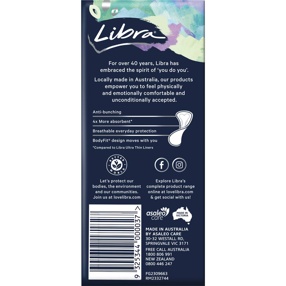 Libra Panty Liners Breathable 50 Pack Woolworths