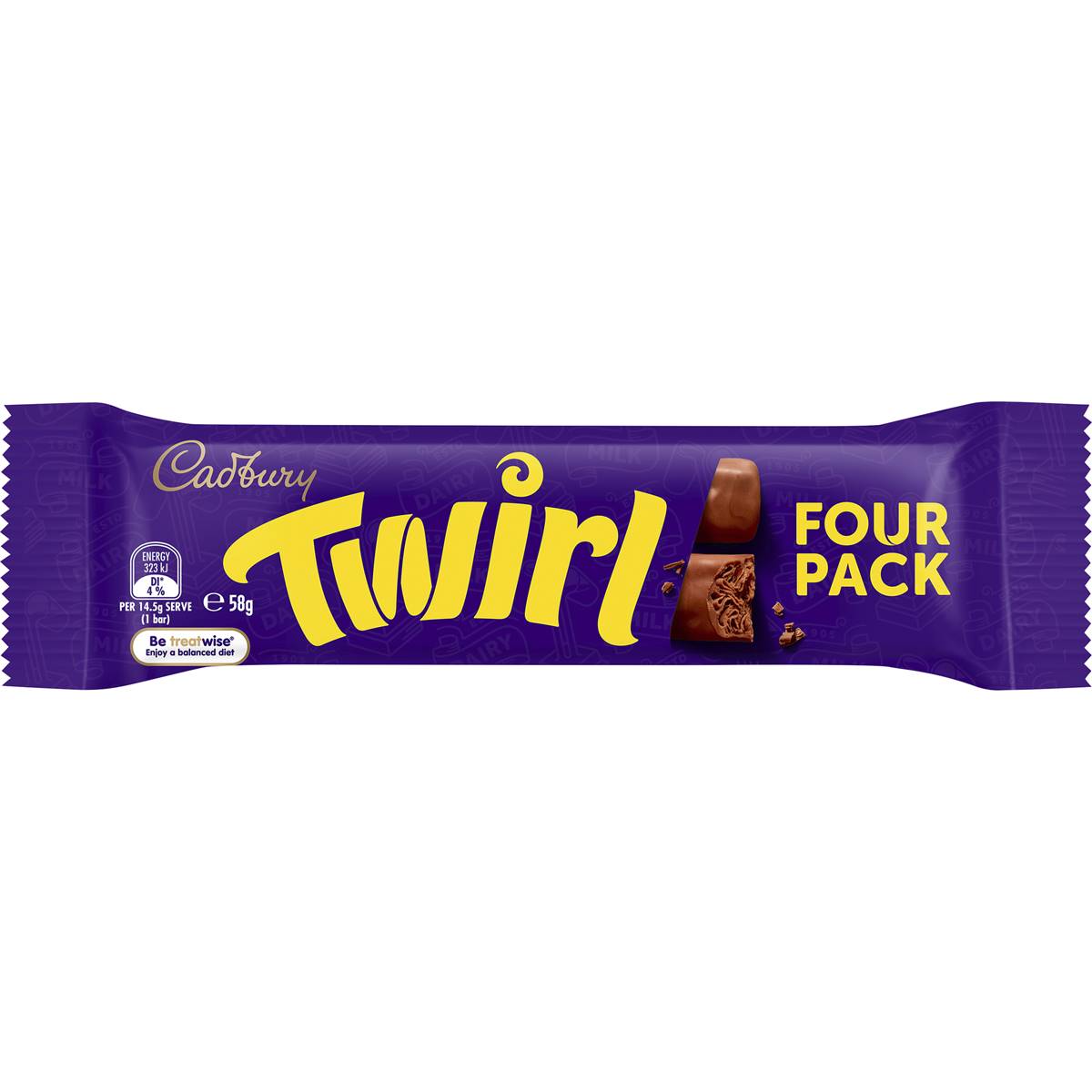 Cadbury Twirl Four Pack Milk Chocolate Bar 58g Woolworths