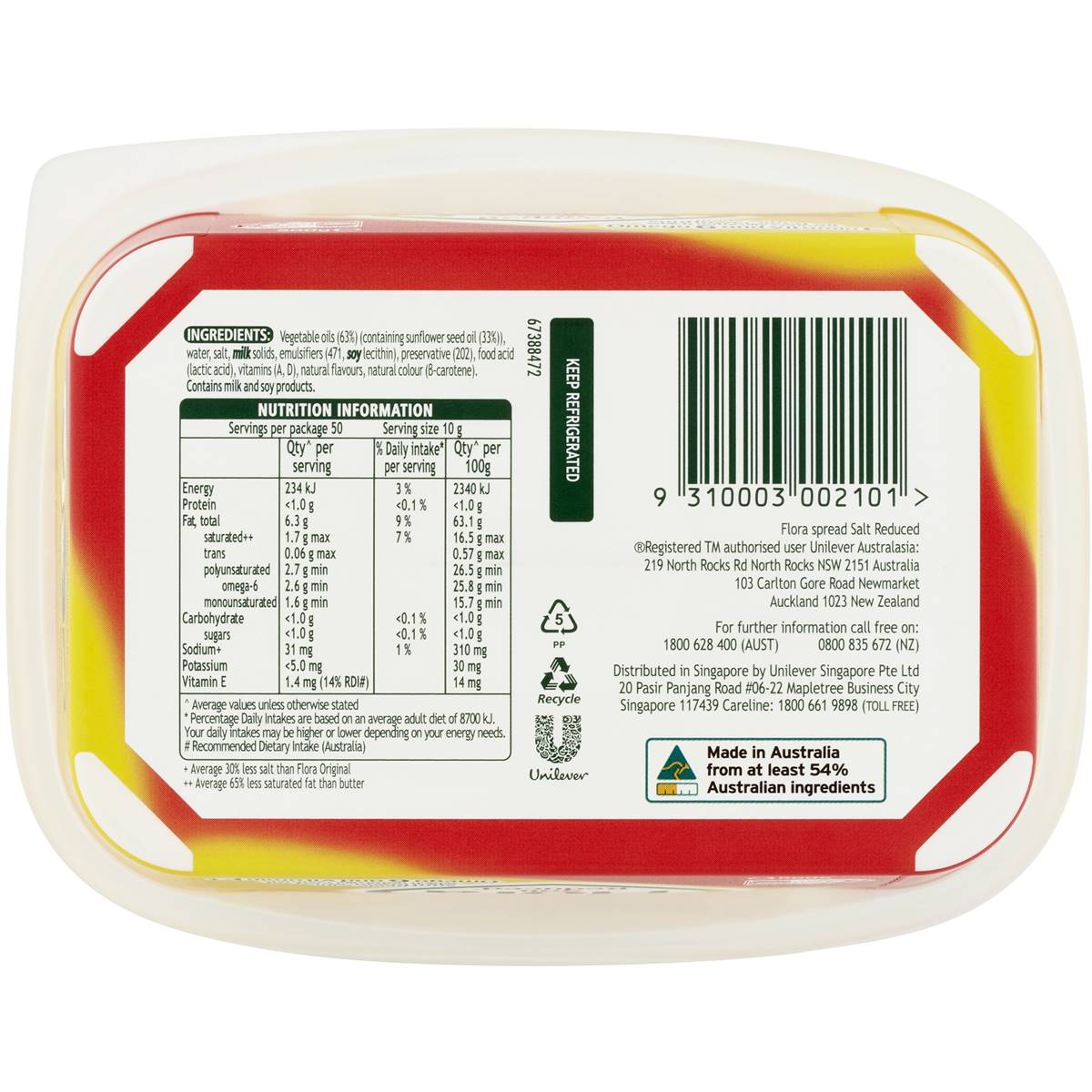 Flora Spread Salt Reduced 500g Woolworths