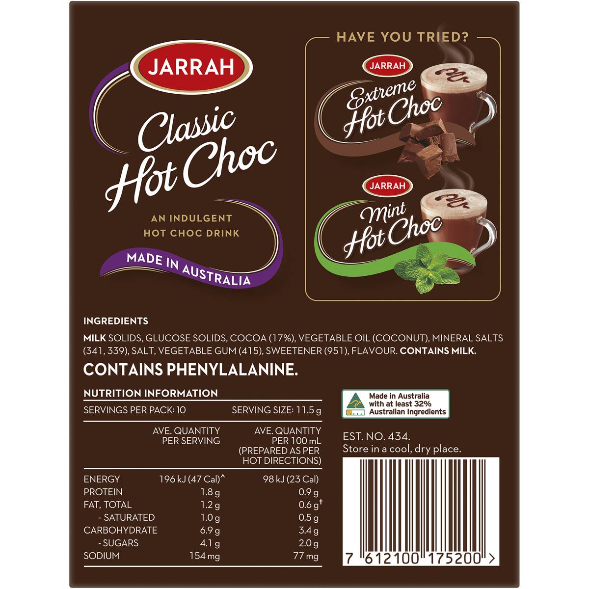 Jarrah Classic Hot Chocolate 10 Pack Woolworths