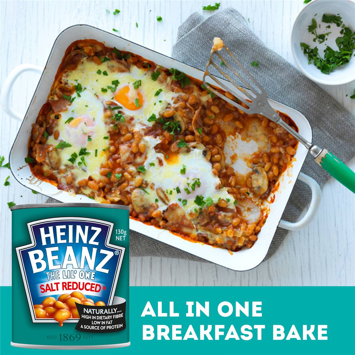 Heinz Baked Beans Canned Bean Salt Reduced Breakfast Toast 120g