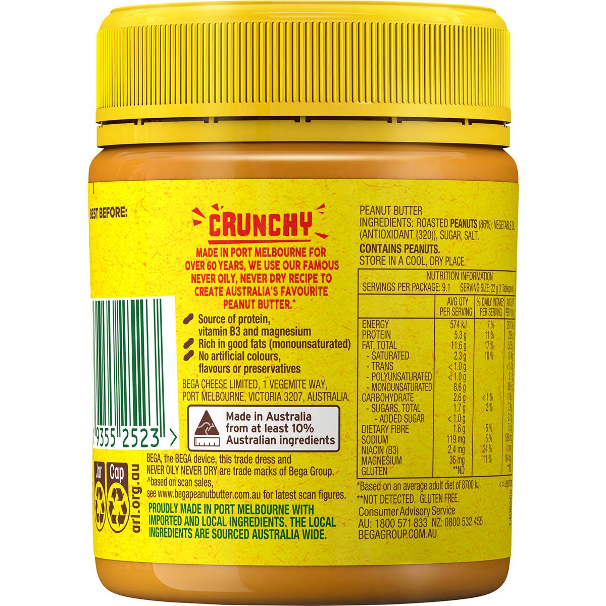 Bega Peanut Butter Crunchy 200g Woolworths