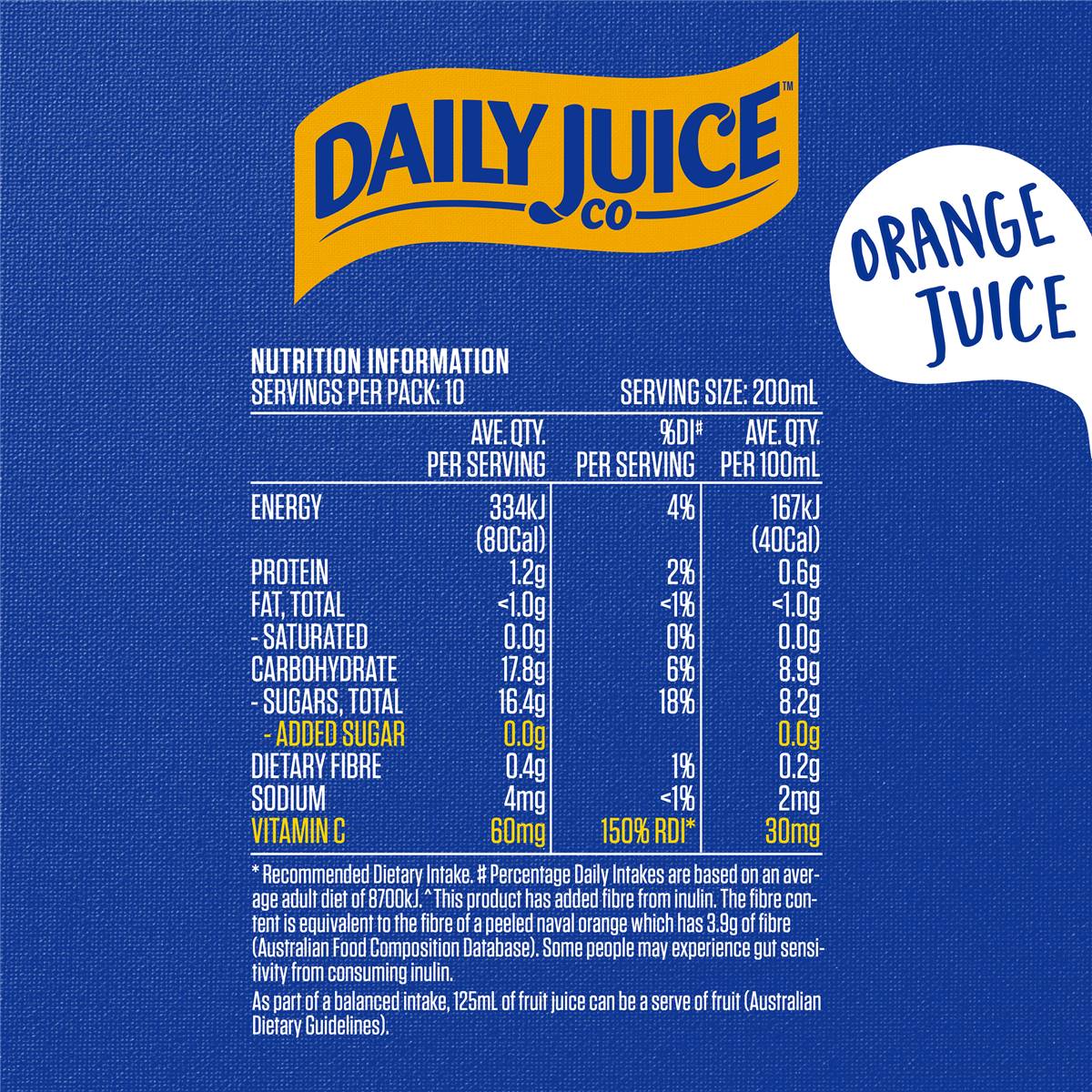 Daily Juice Co Orange Juice No Added Sugar 2l Woolworths