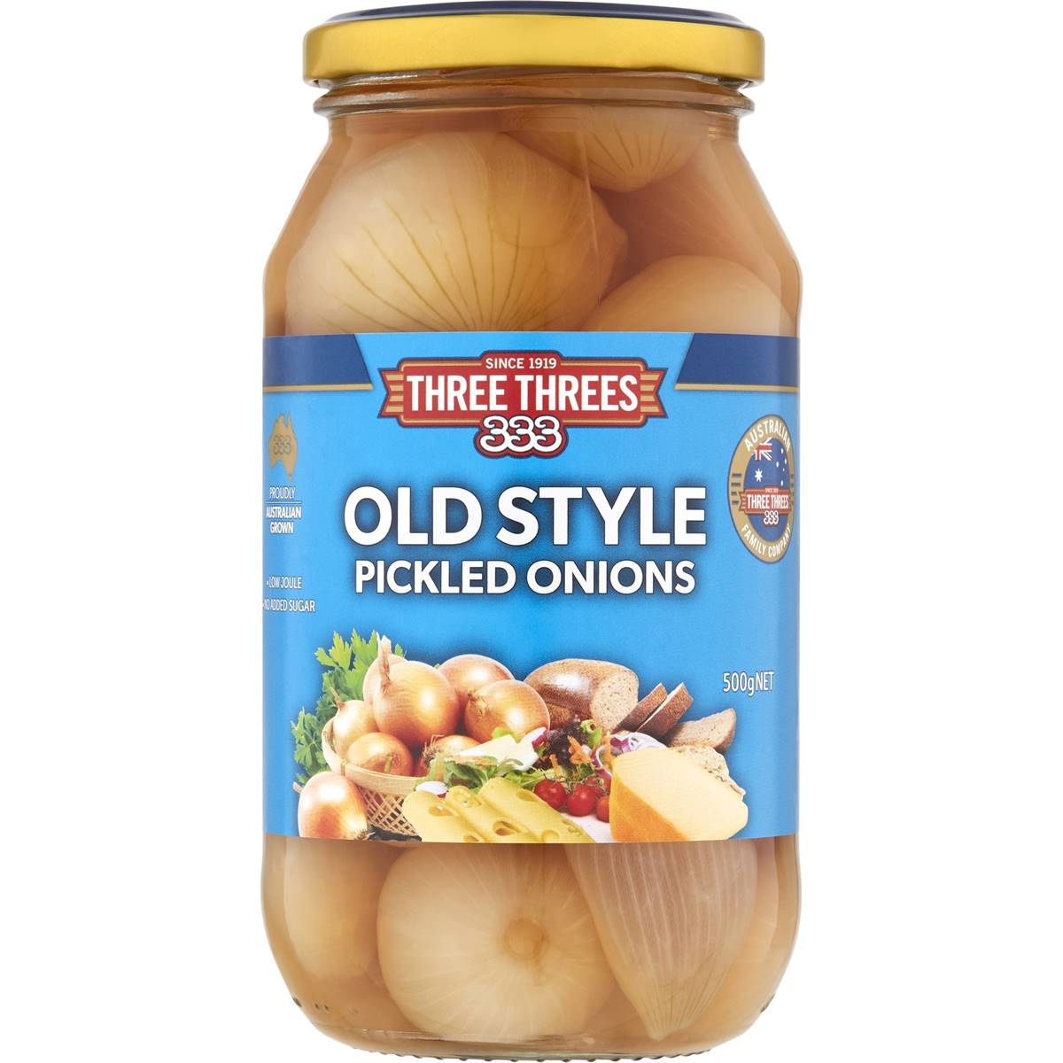 Three Threes Onions Pickled Old Style 500g | Woolworths