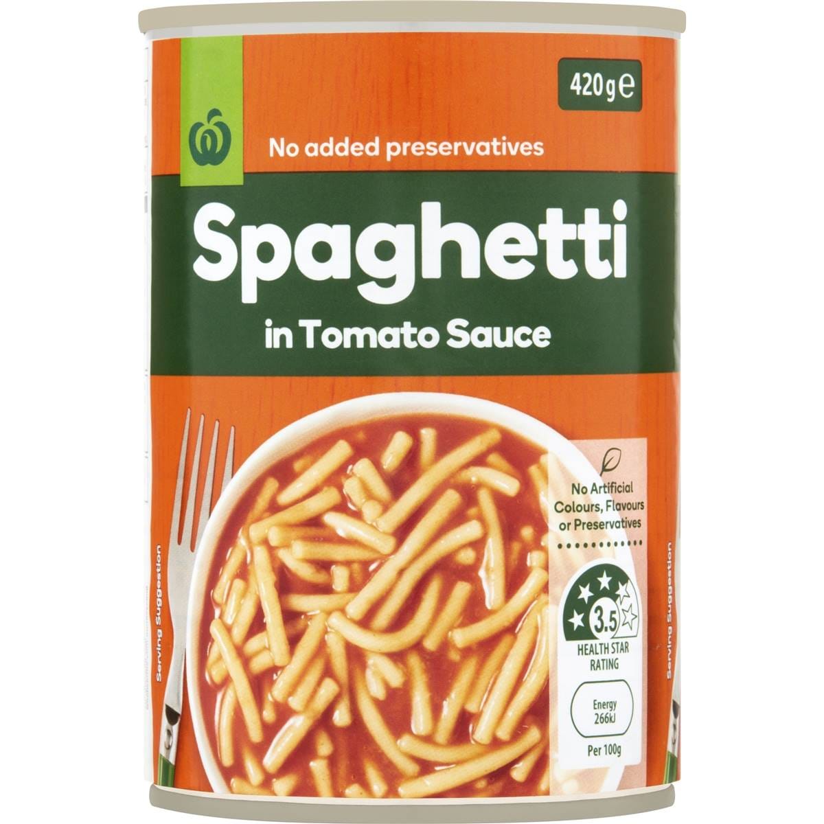 Woolworths Spaghetti In Tomato Sauce 420g Woolworths