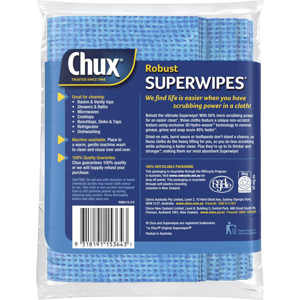 Chux Robuste Cleaning Cloths 3 Pack Woolworths
