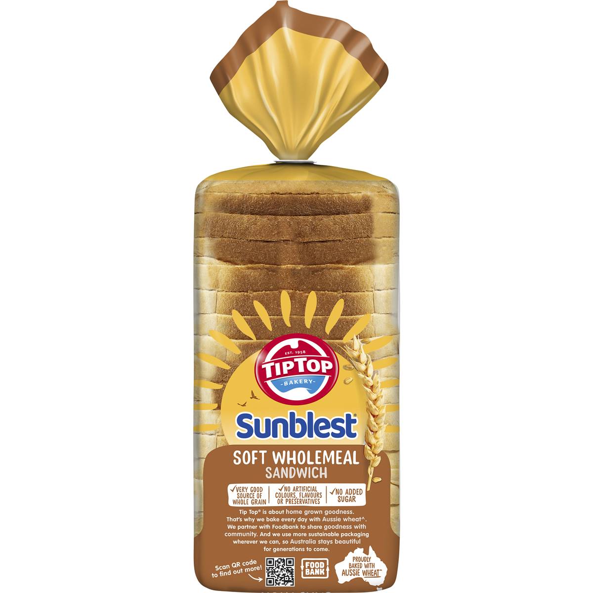 Tip Top Sunblest Soft Wholemeal Sandwich Slice Bread Loaf 650g Woolworths