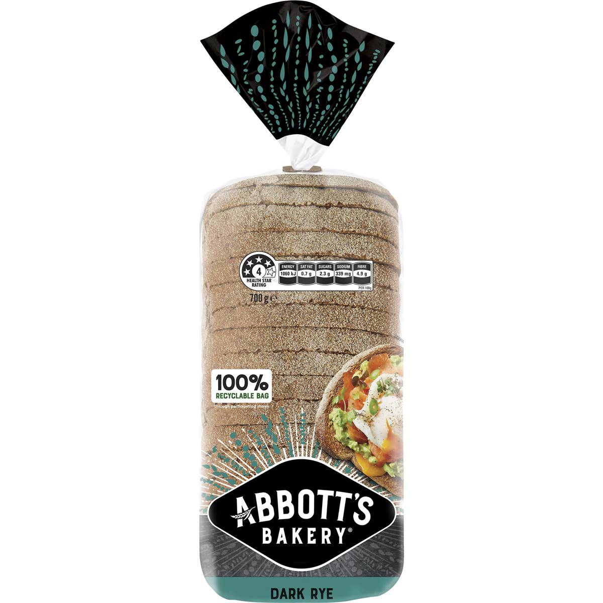 Abbott's Bakery Dark Rye Sandwich Slice Bread Loaf 700g Woolworths