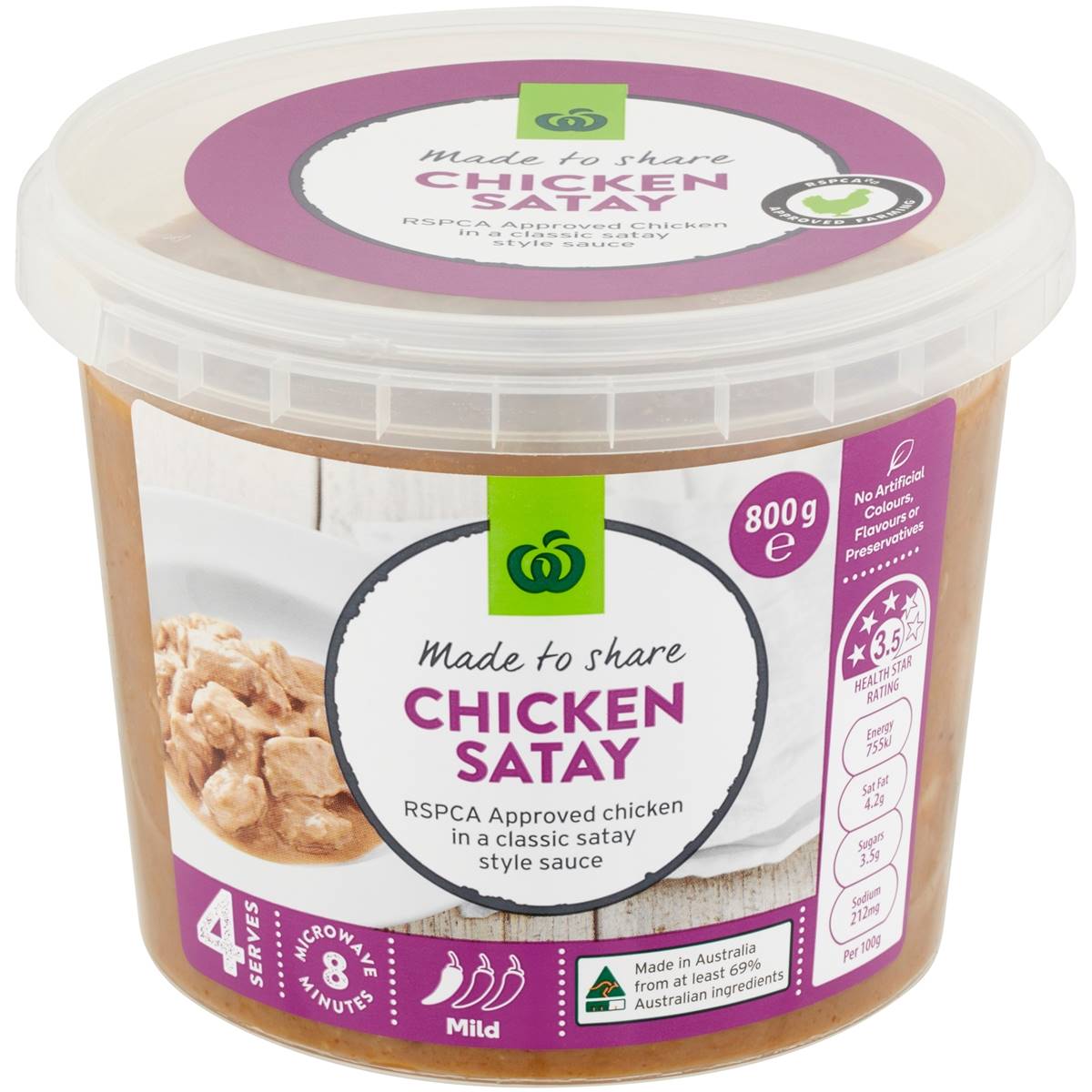 Woolworths Chicken Satay Chilled Meal 800g Woolworths