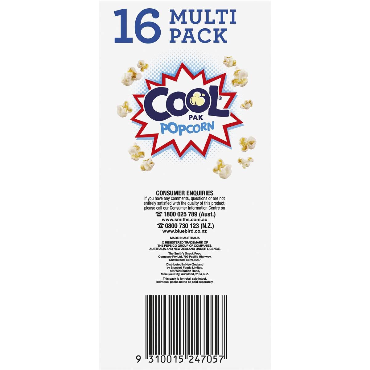 Cool Pak Popcorn Lunch Box Multipack Original 13g X16 Pack Woolworths