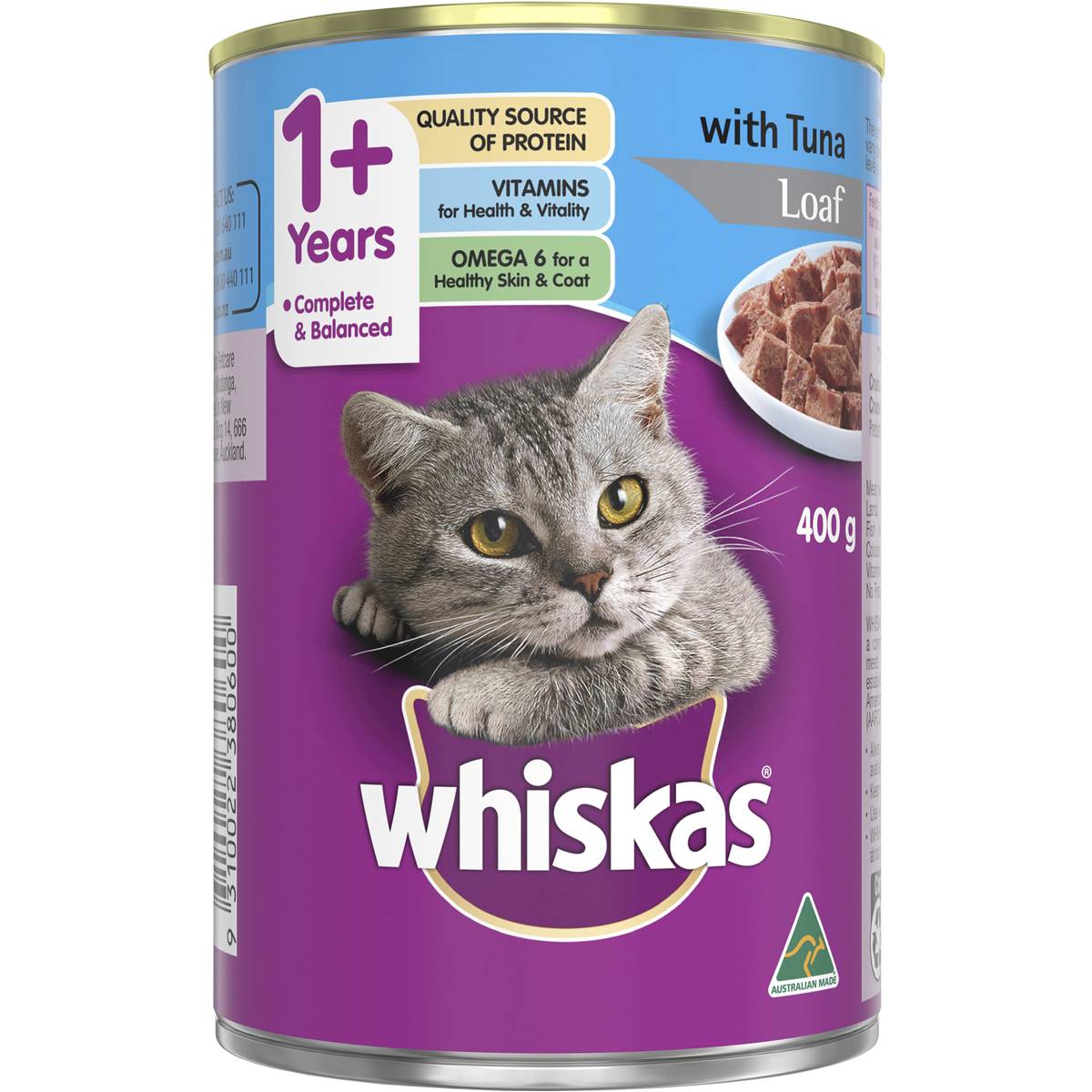 Whiskas 1+ Years Wet Cat Food Tuna Can 400G | Woolworths