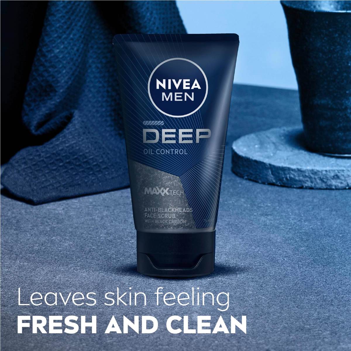 Nivea Men Deep Anti Blackhead Face Scrub With Charcoal 75ml Woolworths