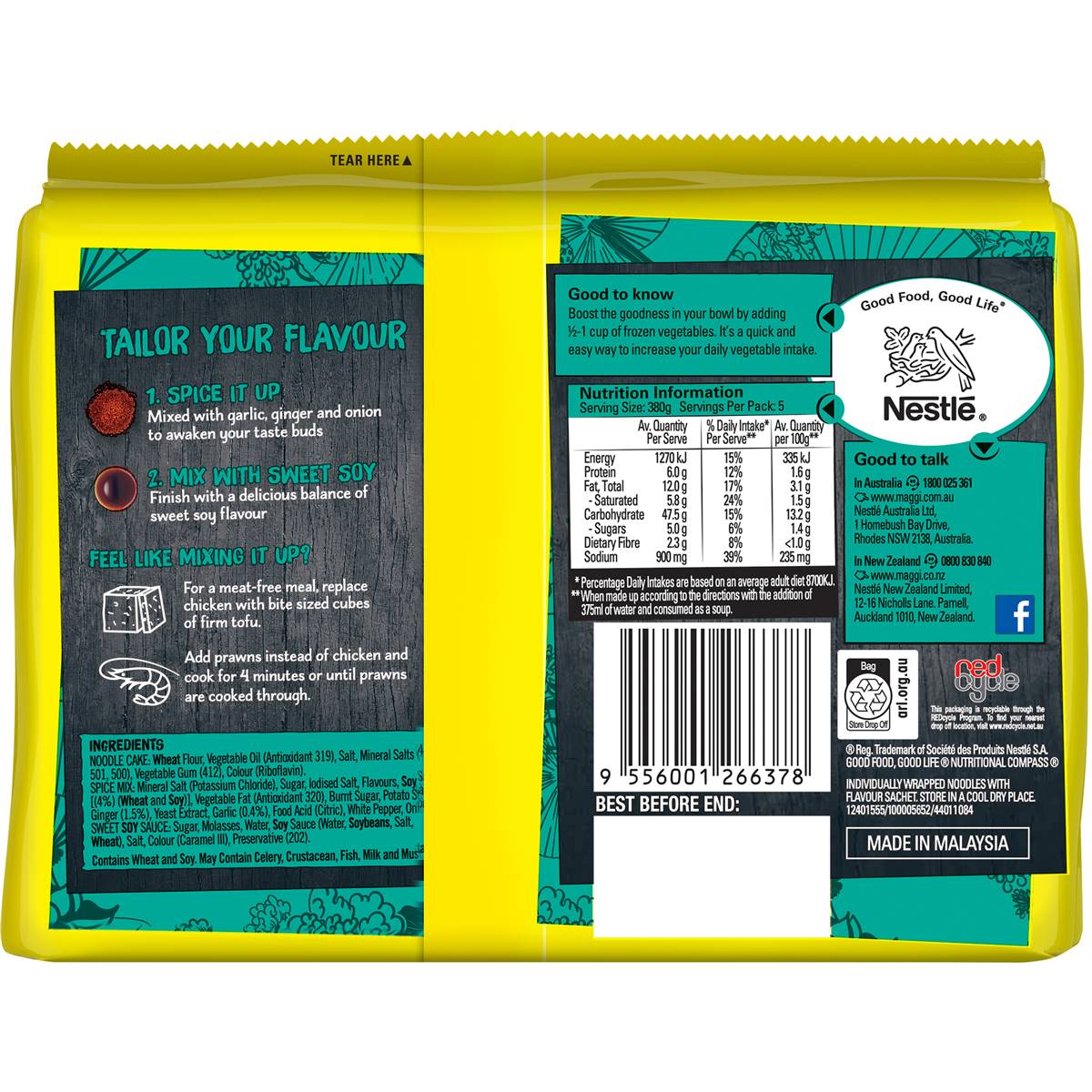 Maggi Fusian Noodle Japanese Teriyaki 5pack 350g Woolworths