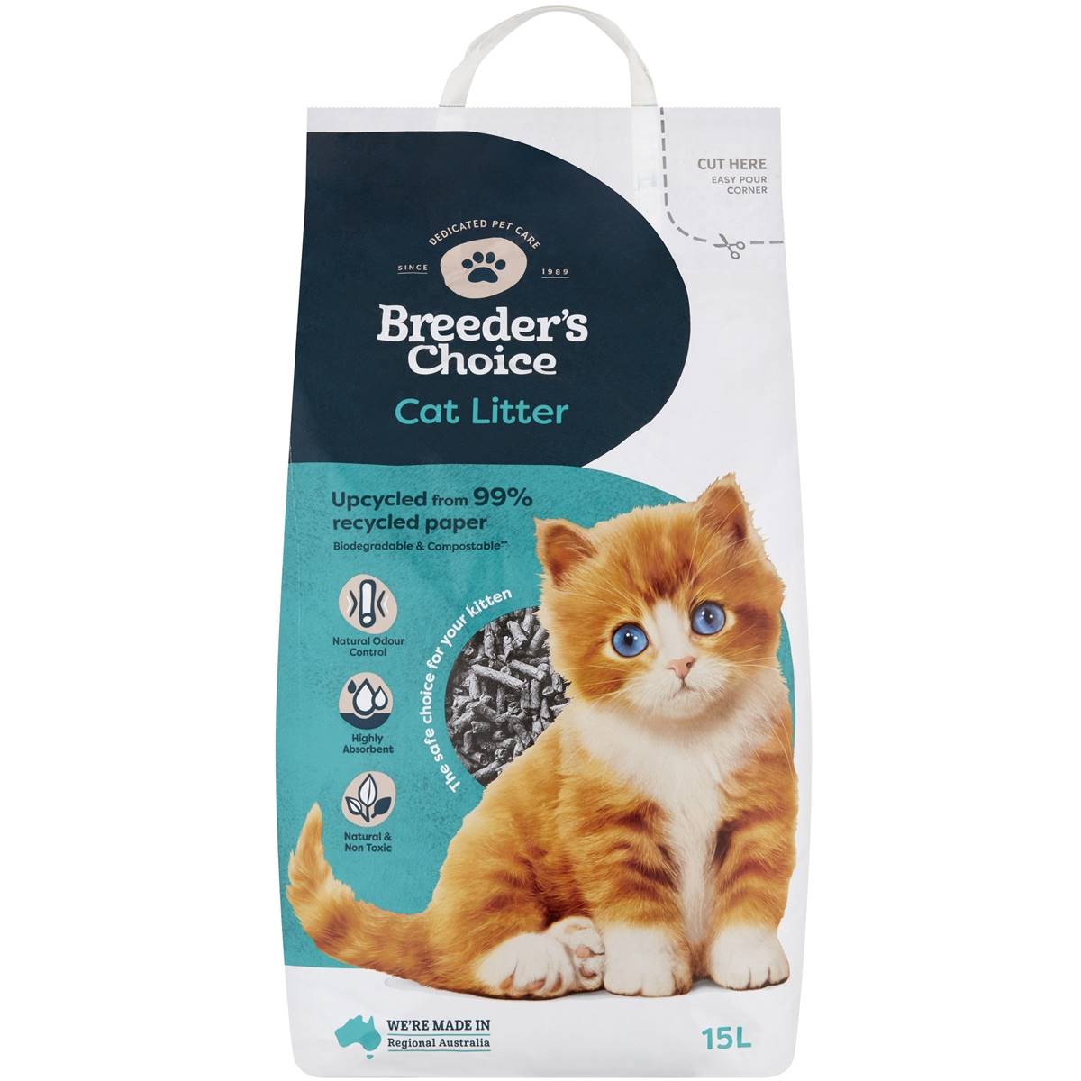 Breeders Choice Paper Cat Litter 15l | Woolworths