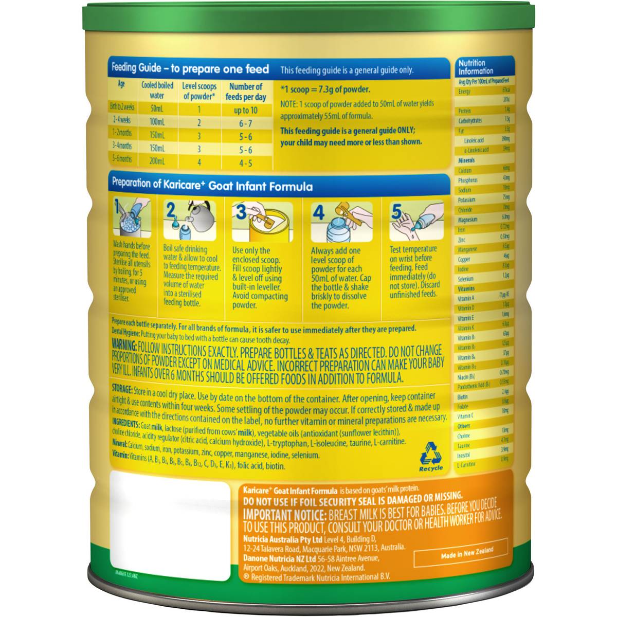 Karicare Goat Milk Formula Stage 1 06 Months 900g Woolworths