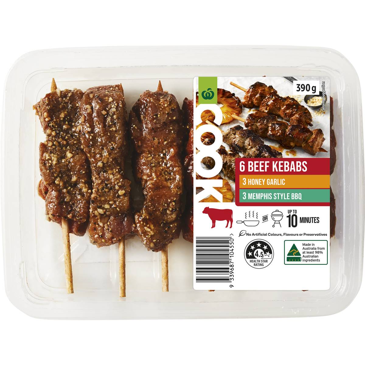 Woolworths Cook Marinated Beef Kebabs 390g Woolworths