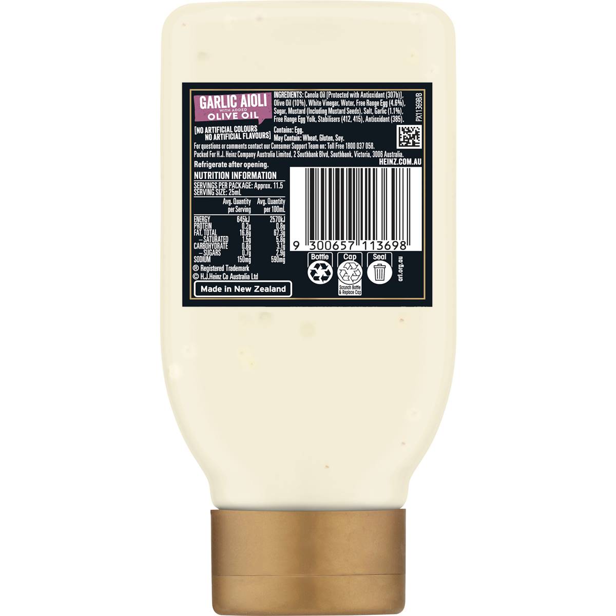 Heinz Seriously Good Mayonnaise Garlic Aioli & Olive Oil Mayo 295ml