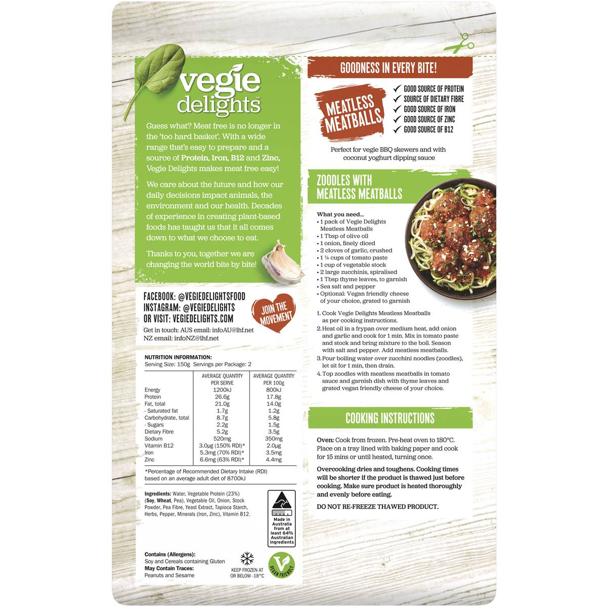 Vegie Delights Plant Based Vegie Meatballs 300g Woolworths