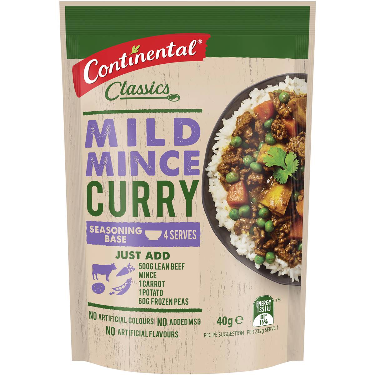 Continental Recipe Base Mild Mince Curry 40g | Woolworths