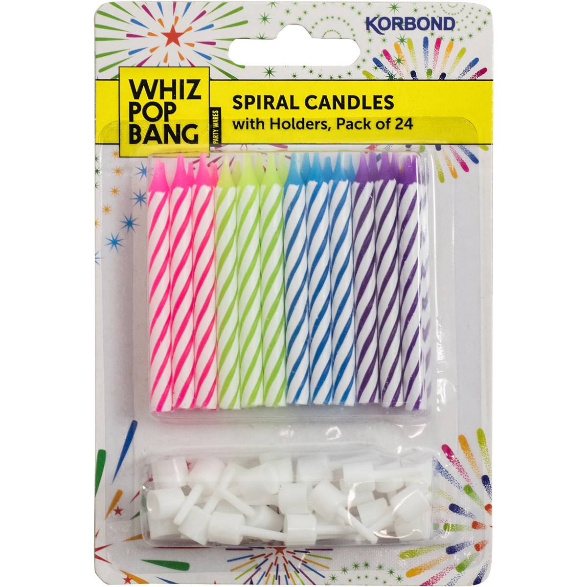 Korbond Basic Spiral Candle With Holder 24 Pack | Woolworths