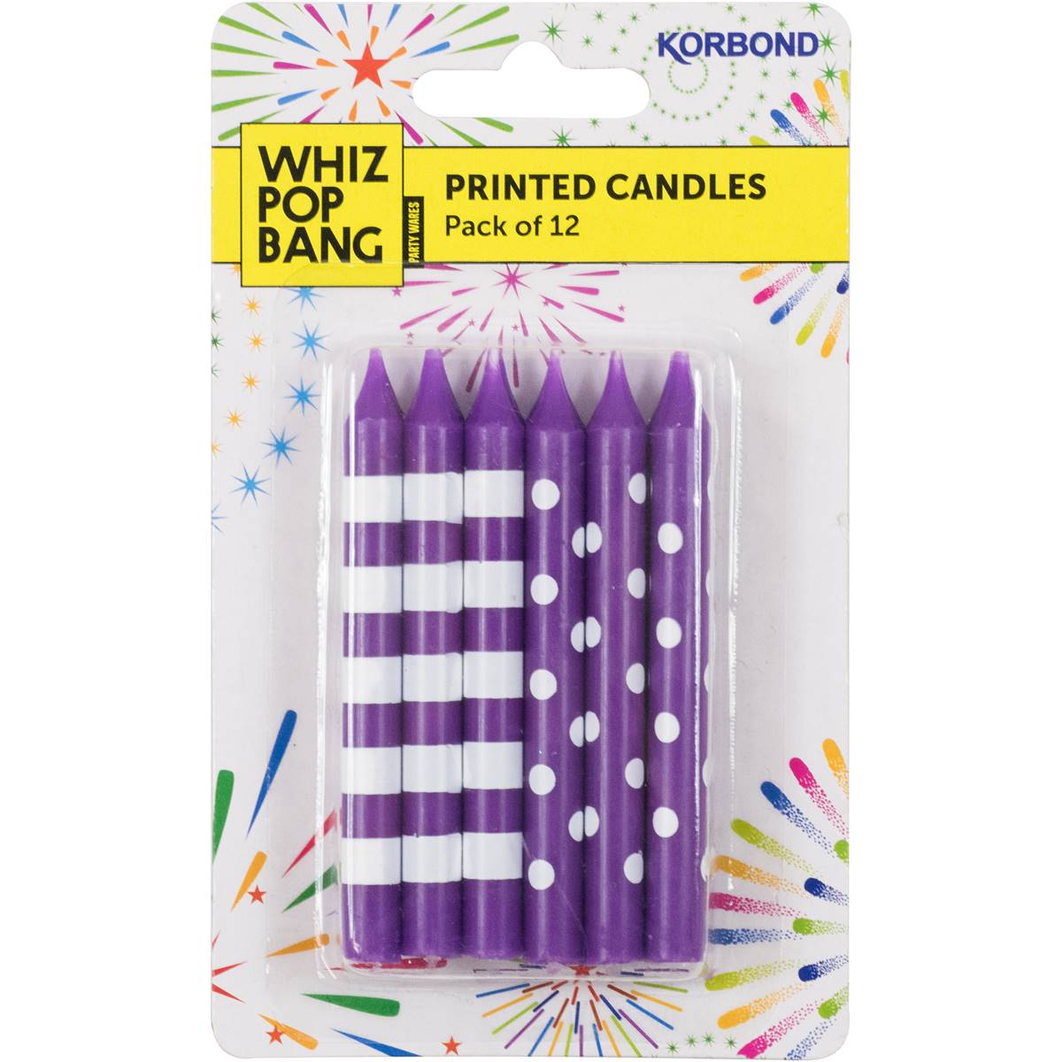 Korbond Party Candles Polka Dot 12 Pack 