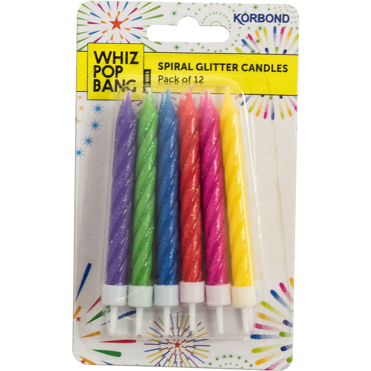 Korbond Large Spiral Glitter Candles 12 Pack Woolworths