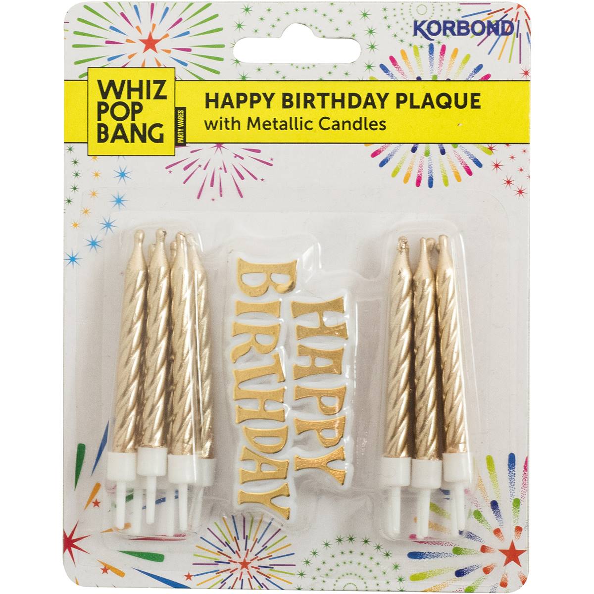 Korbond Happy Birthday Plaque With Gold & Silver Candles 15g Woolworths