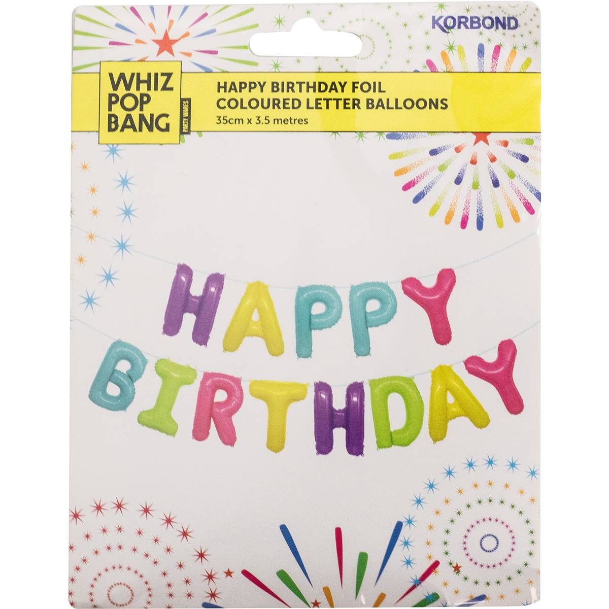 Korbond Happy Birthday Foil Balloon Colourful Set 80g Woolworths