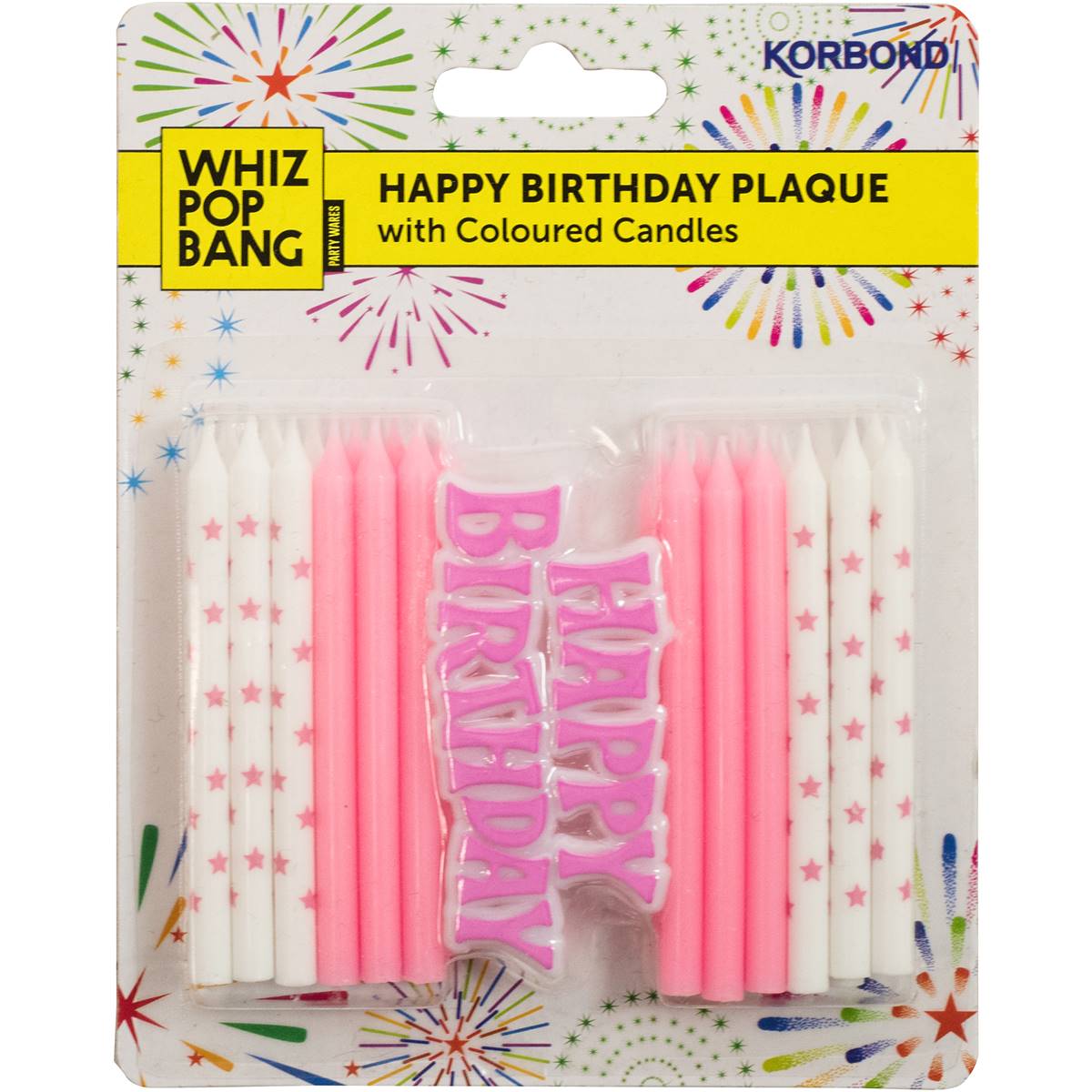 Korbond Happy Birthday Plaque With Coloured Candles 31g Woolworths