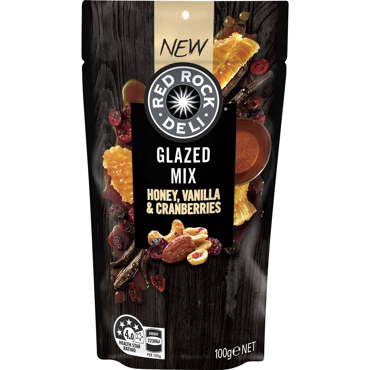 Red Rock Deli Nuts Glazed Mix Honey, Vanilla & Cranberries 100g