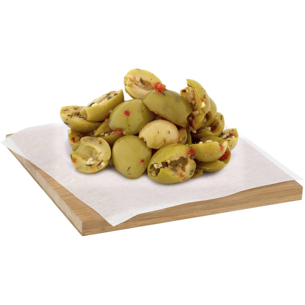 Woolworths Green Olive Half Marinated Per Kg Woolworths
