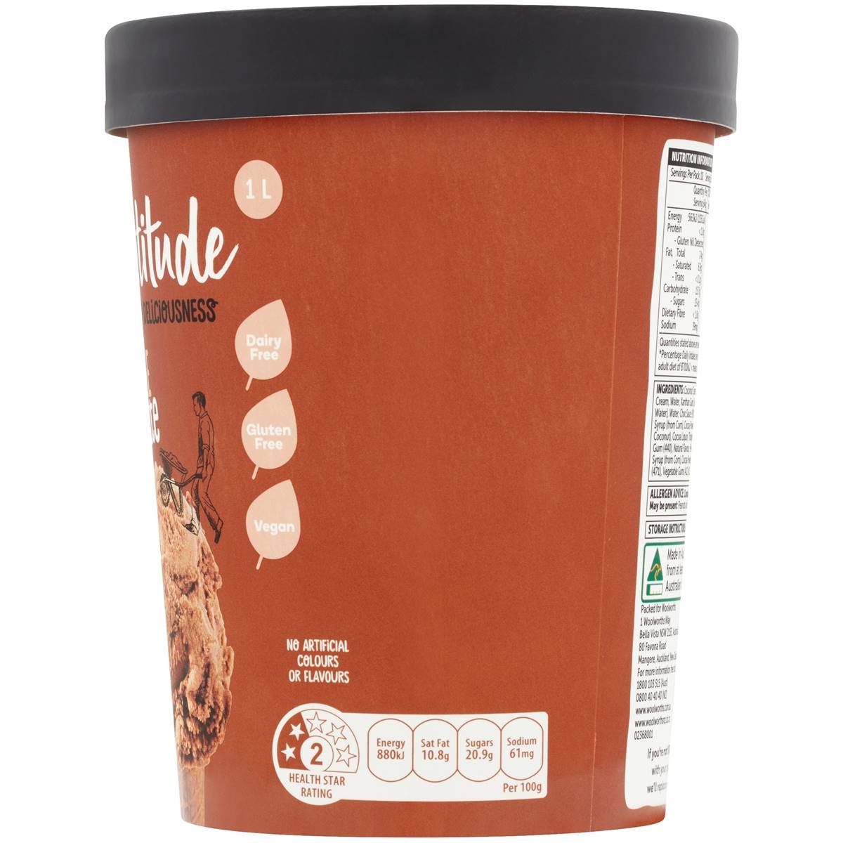 Woolworths Plantitude Frozen Dessert Chocolate 1l Woolworths