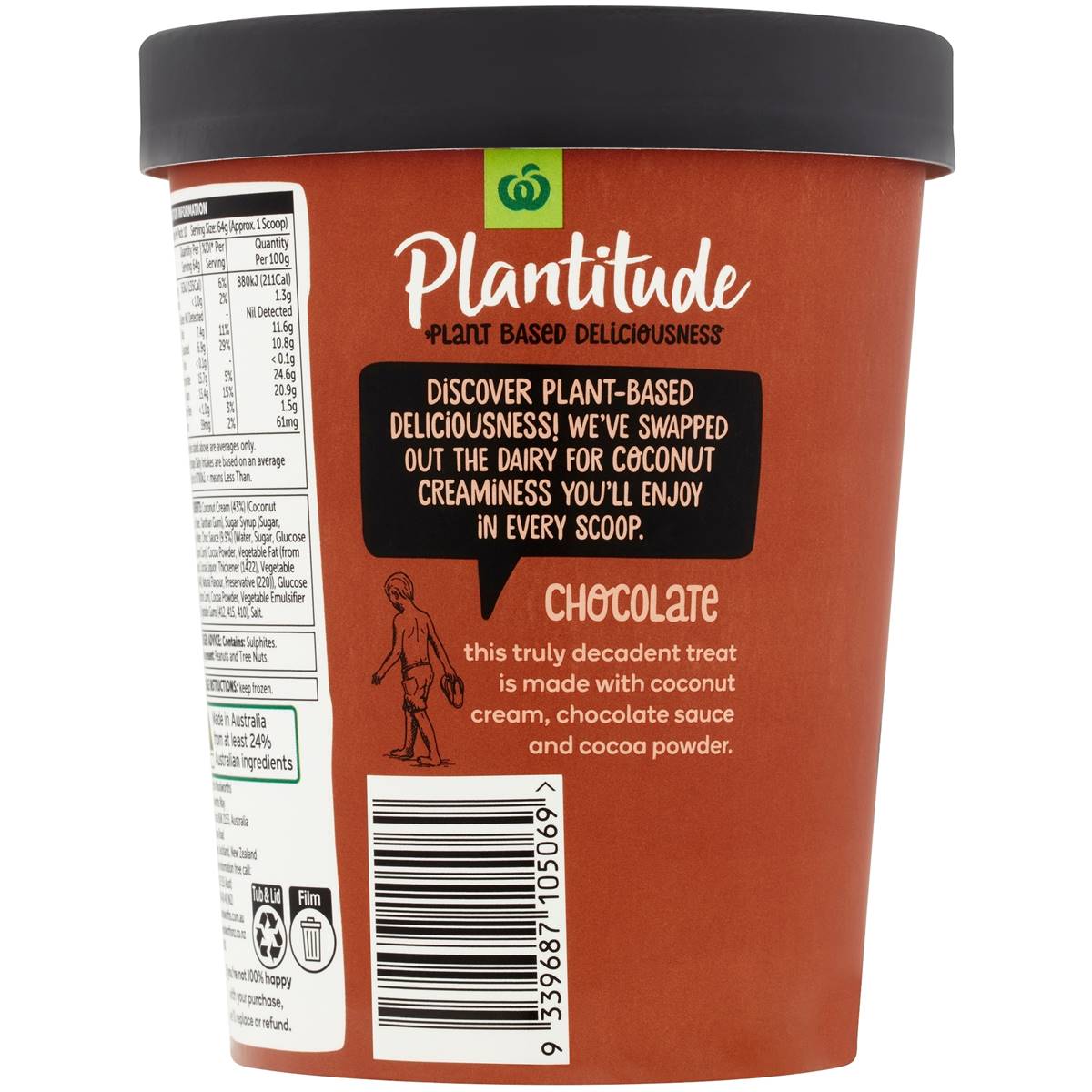 Woolworths Plantitude Frozen Dessert Chocolate 1l Woolworths