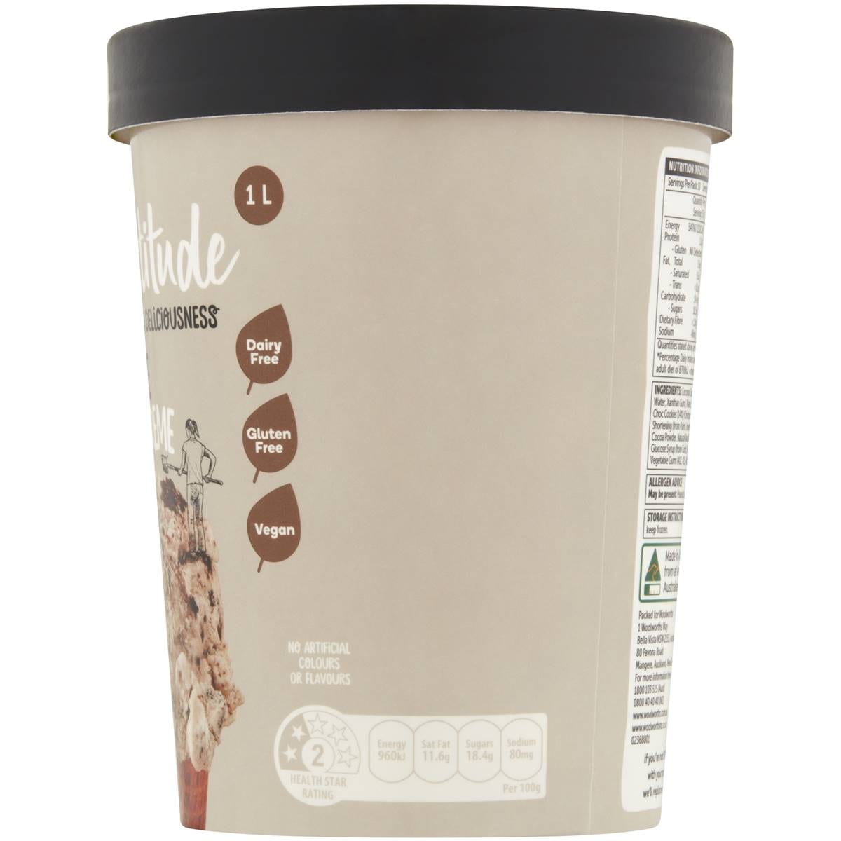 Woolworths Plantitude Frozen Dessert Cookies & Cream 1l Woolworths