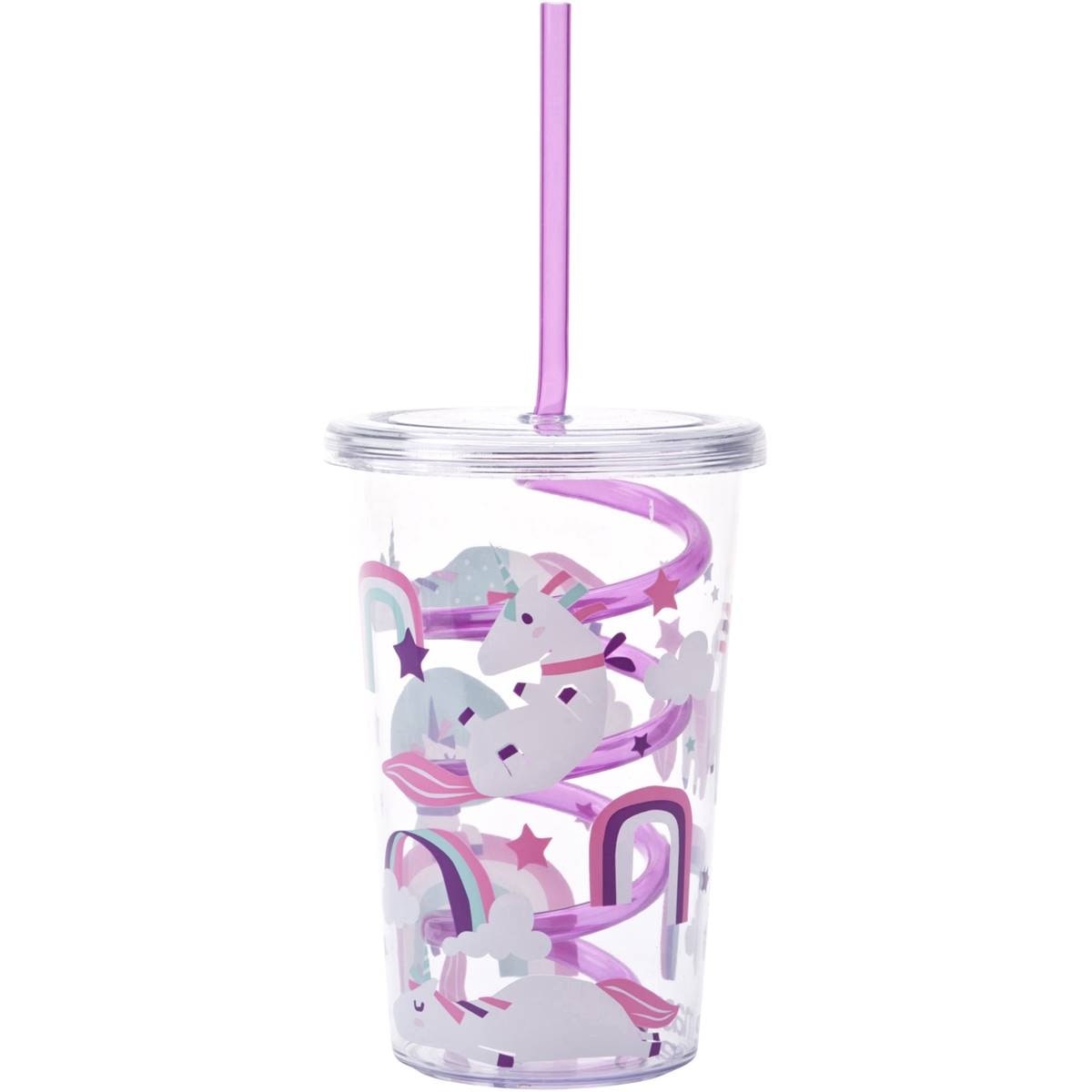 Smash Curly Straw Tumbler Pink Each 