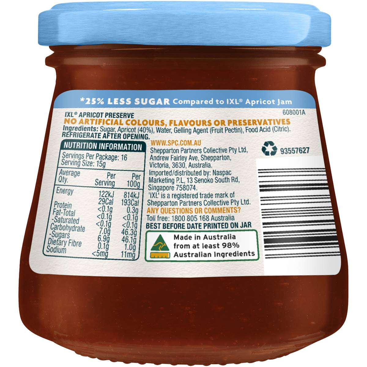 Ixl Jam Reduced Sugar Apricot 240g Woolworths