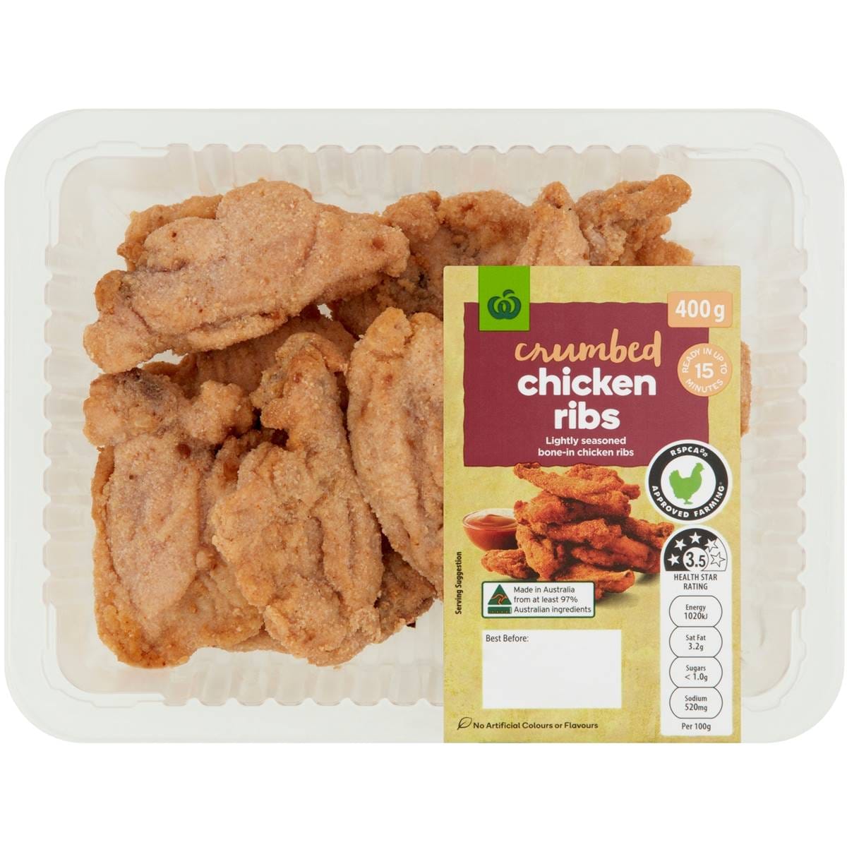 Woolworths Crumbed Chicken Ribs 400g Woolworths