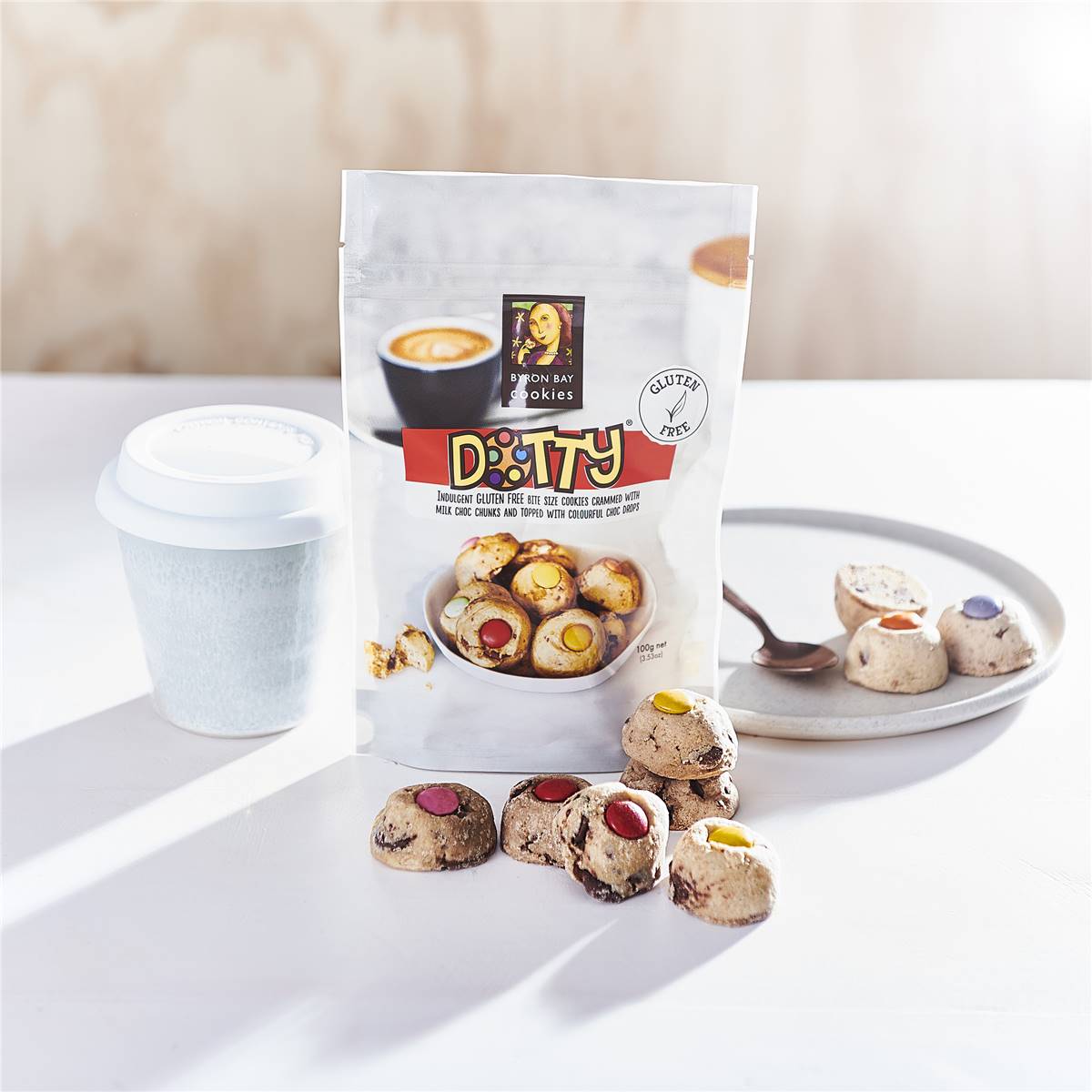 Byron Bay Cookies Gluten Free Dotty Cookie Bites 100g Woolworths