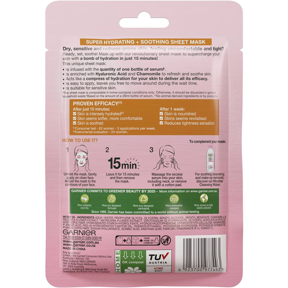 Garnier Skin Active Hydra Bomb Sheet Face Mask Chamomile Each Woolworths