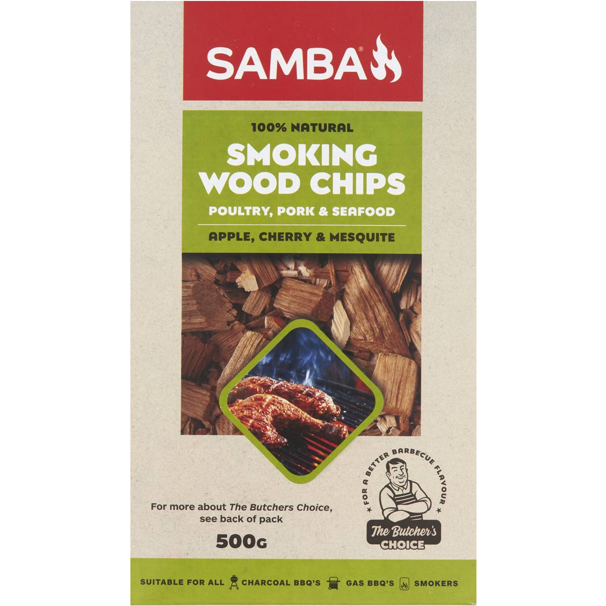 Samba Smoking Chips Poultry Pork & Seafood 500g Woolworths