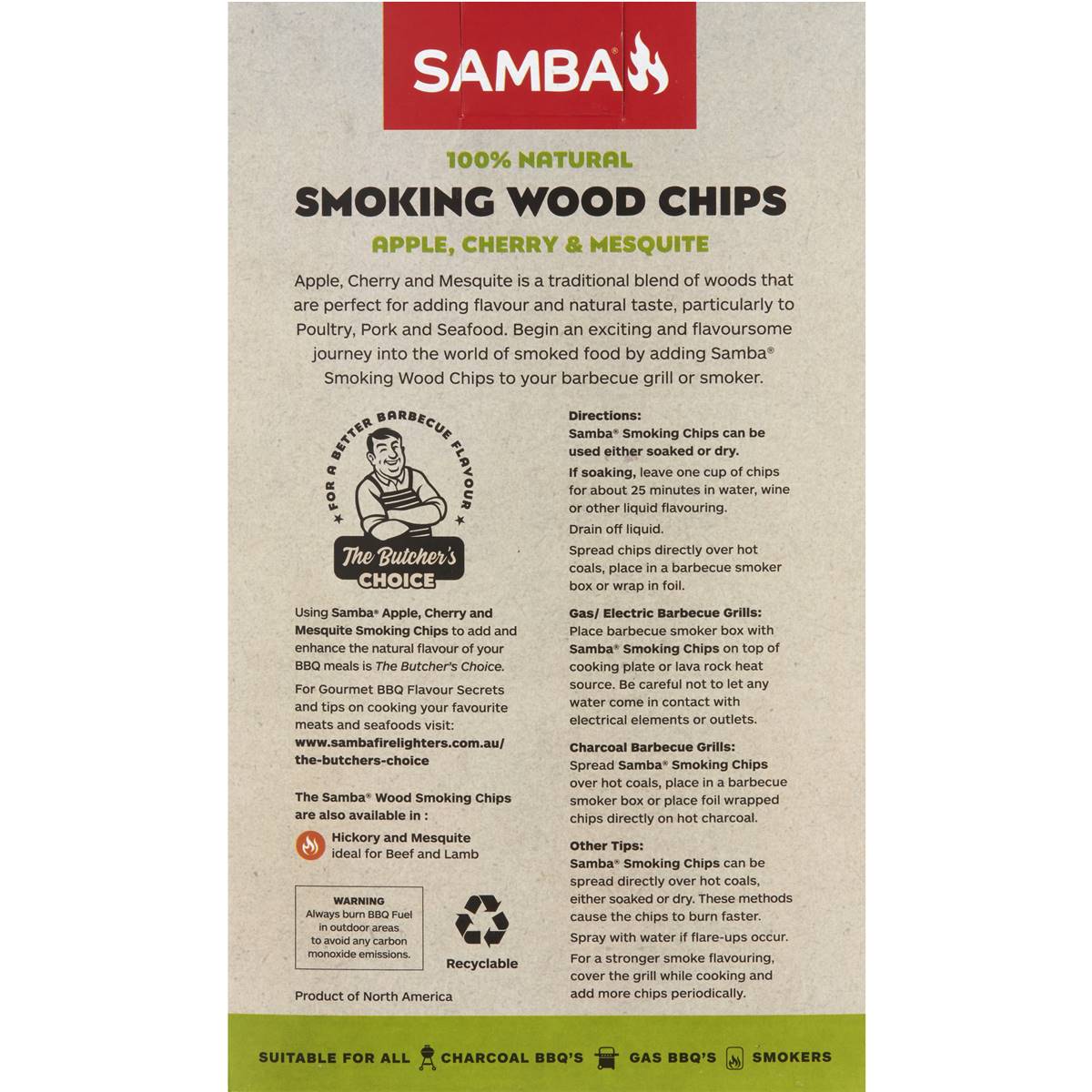Samba Smoking Chips Poultry Pork & Seafood 500g Woolworths