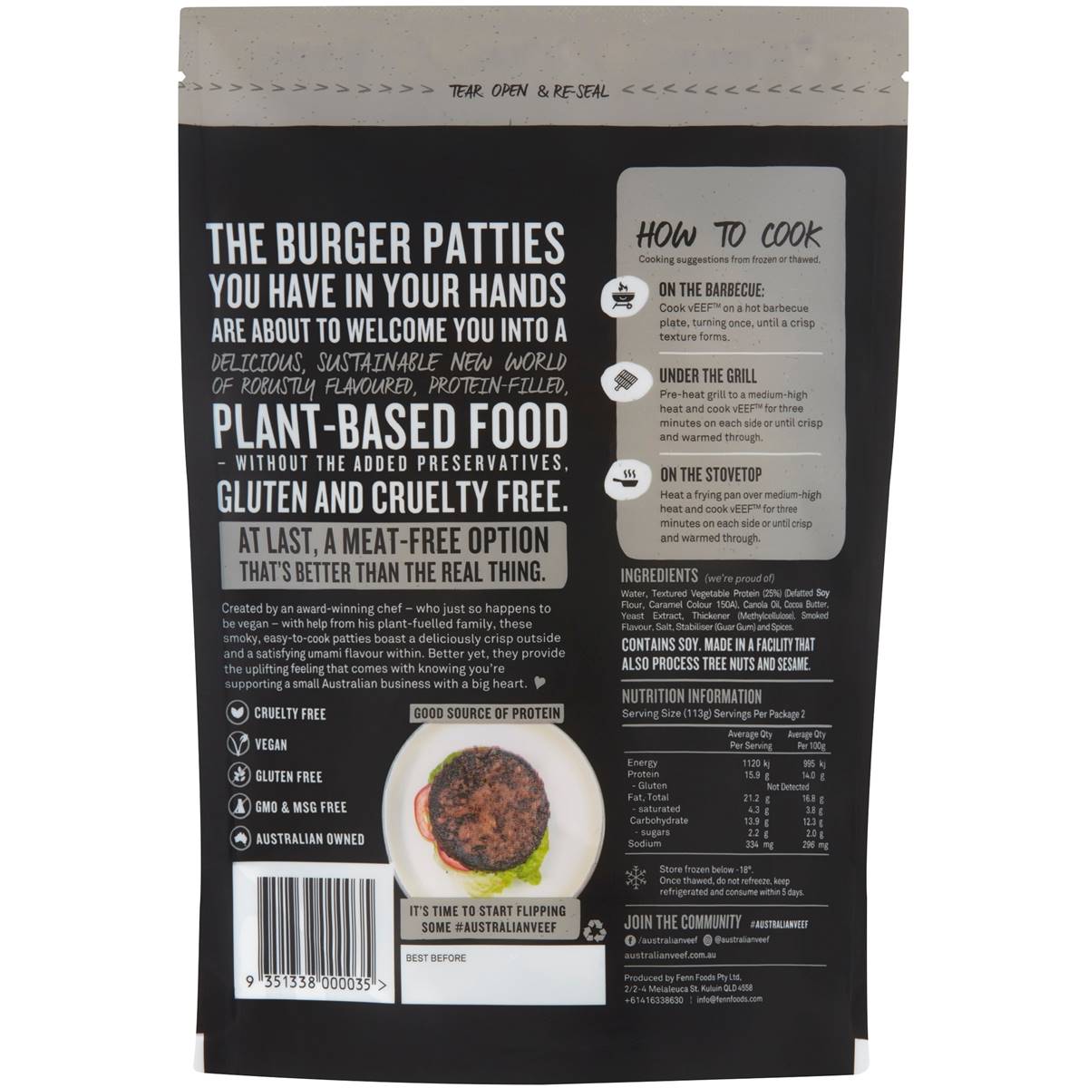 Veef Plant Based Burger Patties 226g Woolworths