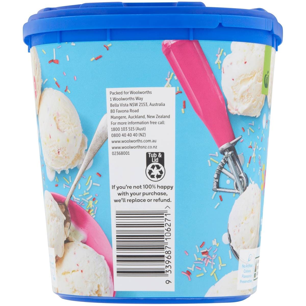 Woolworths Party Sprinkles Reduced Fat Ice Cream Tub 2l Woolworths