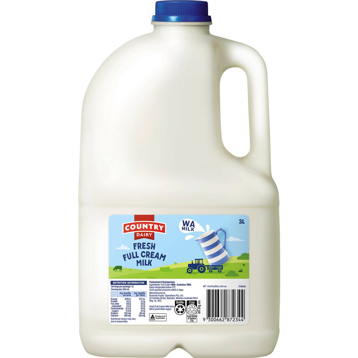 Country Dairy Full Cream Milk 3l Woolworths