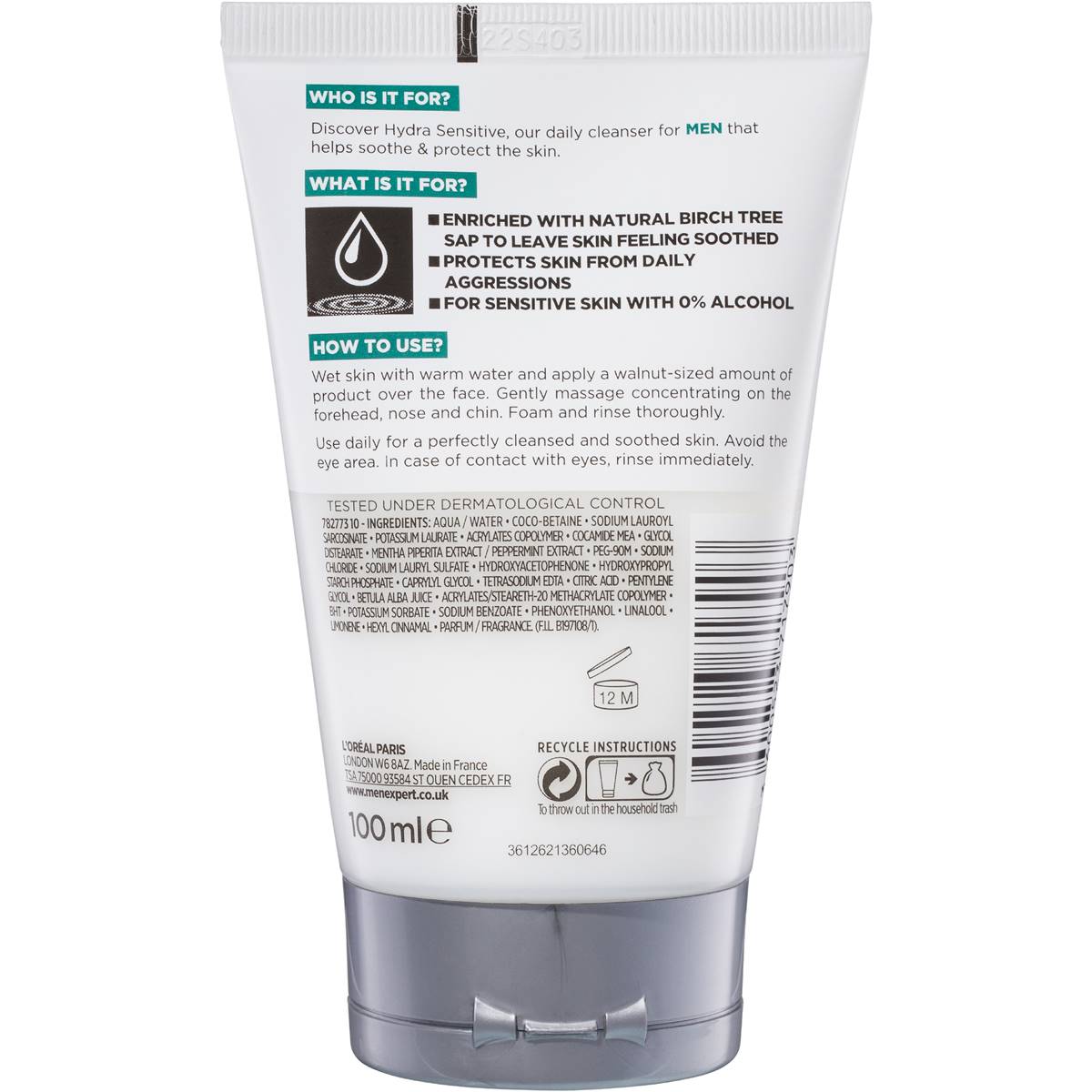 L'oreal Men Expert Hydra Senstitive Soothing Wash 100ml | Woolworths