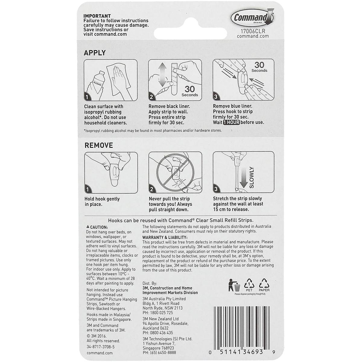 3m Command Mini Hooks Clear 6 Pack | Woolworths