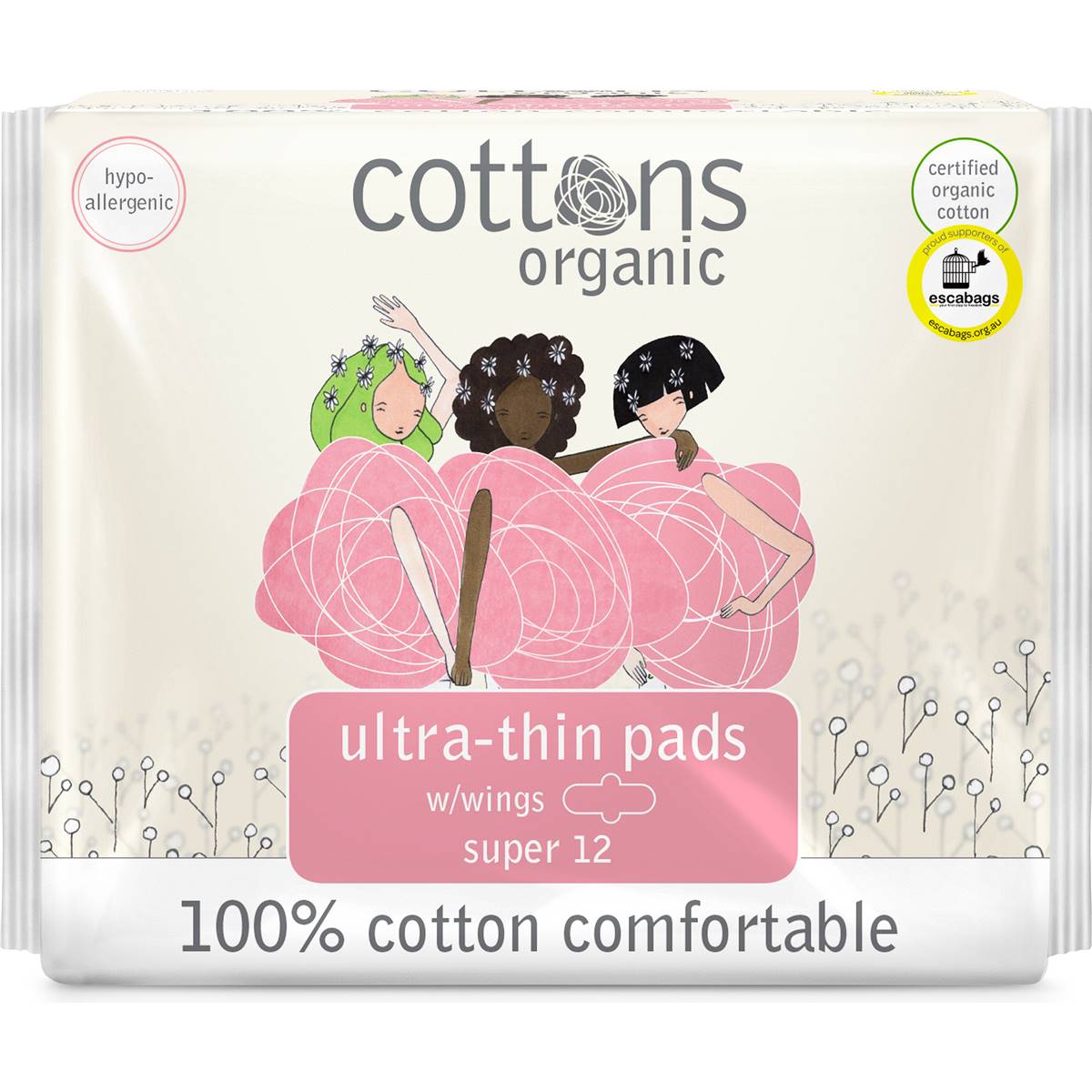 Cottons Organic Ultra Thin Pads Super 12 Pack Woolworths