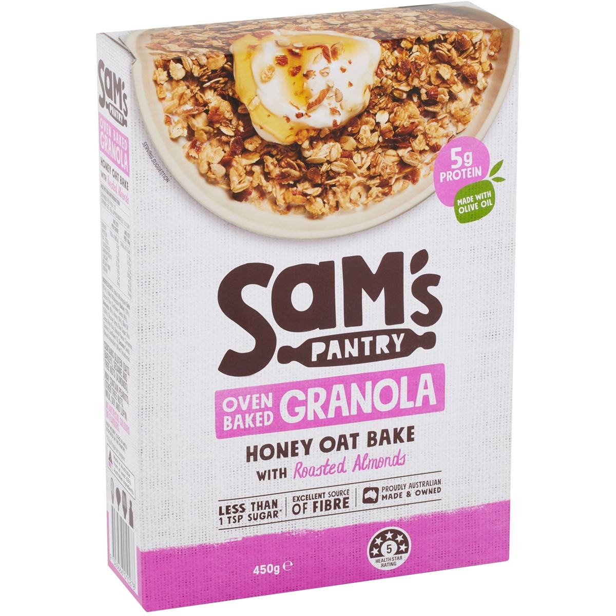 Sam's Pantry Honey Oat Bake With Roasted Almonds Granola 450g Woolworths