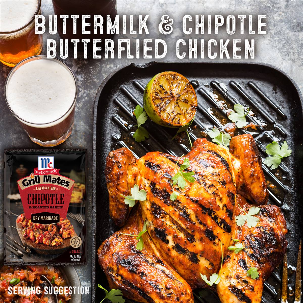 Mccormick Grill Mates Chipotle & Garlic American Bbq Dry Marinade 40g Woolworths