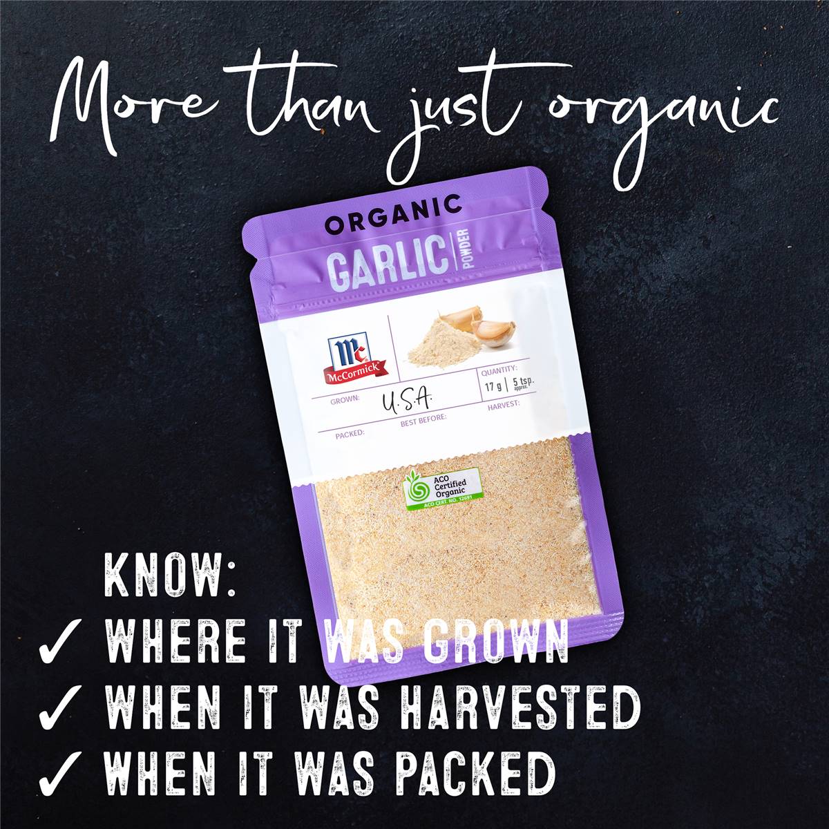 Mccormick Organic Garlic Powder 17g Woolworths